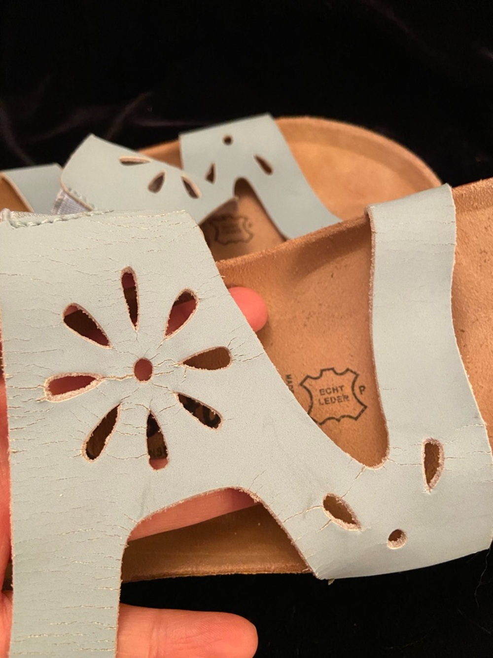 Birkenstock Betula Blue Cutout Flower Slip On Sandals Size 37 Sz 7 - Picture 6 of 10